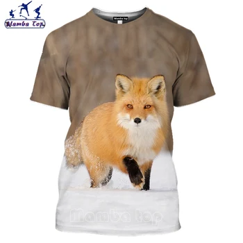Mamba vrh Fox Majica 3D Sly Živali Moške majice Vroče Kratkimi Rokavi Tshirt Moški Šport Srčkan Vulpes Hip Hop Ženske Majica E020-1