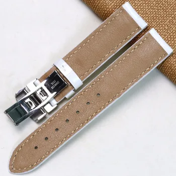 Pesno Črno Bel Pravega Usnja Watch Band 14 mm 16 mm Tele Kože, Usnje Watch Trak za Tissot Derssport z Uvedbo Zaponko