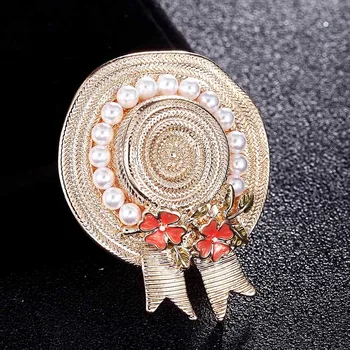 Rdeča Emajl Lok Klobuki broške nakit za ženske, moške obletnico nakit blagovne znamke Evropi design pin broška imitacije pearl šal zatiči