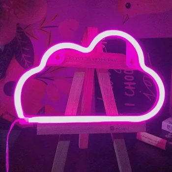 Lepe Risanke Oblak LED Neon Noč Svetlobe Steni v Ozadju Otroci Spalnica Božič Poroko Počitnice Dekoracijo Lučka za Baterijo, USB Upravlja
