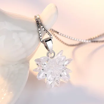 925 sterling silver fashion svetleče led cvet dame, ogrlico, obesek polje verige ženske, nakit za ženske darilo za rojstni dan poceni