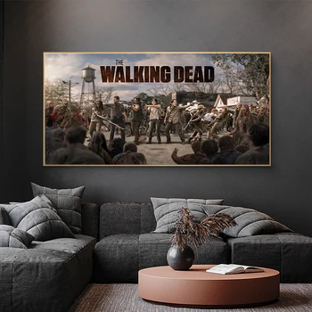 Walking dead Platno Slikarstvo Zombie Survival Horror Dejanje Fotografij in Plakatov Stenskih slikah, za Dnevni Sobi Doma Dekor