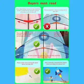 3D Cartoon Raketa Kite Komplet za Otroke Kite Skladu z Repom Kite na Prostem Zanimiva Igrača Kite Športih na Prostem Igrače, B2