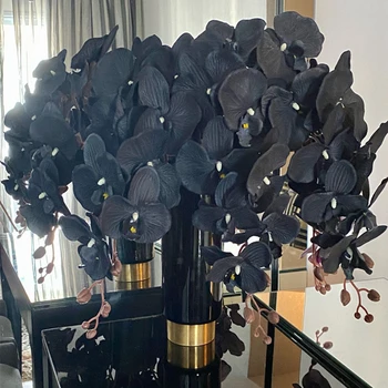 105 cm Velike Črne Metulj Orhideja Umetne Svile Cvet Phalaenopsis Za Poročni Vrt soba Dekor flores artificiales