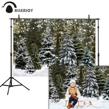 Allenjoy Božič Pozimi Zaradi Snega Gozd Bokeh Drevo Novo Leto Bleščice Foto Ozadje Fotografije Studio Photozone Banner