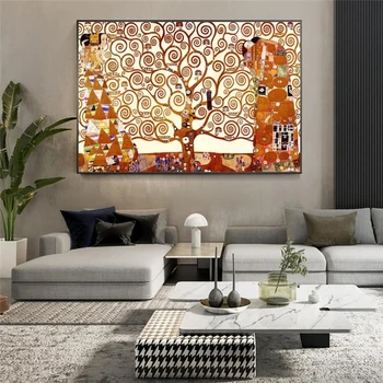 Vroče prodati Gustav klimt, ki jih Drevo Življenja Oljna slika na Platnu Plakatov in Fotografij Cuadros Wall Art Slike Za dnevno Sobo