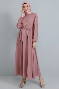 Ženske, Dolg Rokav Obleka posušene rose ribbo velik vzorec velikosti Bombaž Hidžab Muslimanskih Moda 2021 Zima Poletje Turčija Priložnostne Obrabe