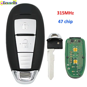 2 gumb Smart brez ključa za daljinsko ključni fob za Suzuki VITARA 315 MHZ z ID47 PCF7953 čip nerezane