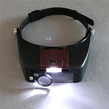 Novo 2 LED-Lučka Slušalke 10 X povečave za celoten zaslon Glavo Povečevalno Steklo Objektiva Loupe z LED Luč za Handcraft / Popravila