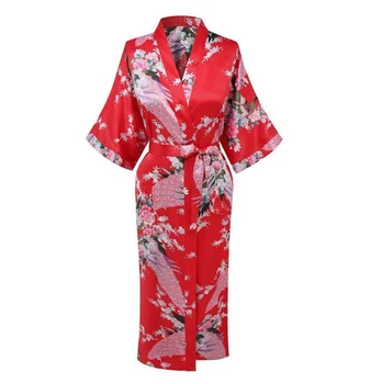 Vroče Prodaje Rdeče Kitajske Svile Ženske Rajon Robe Oblačenja Bridemaids Seksi Poročne Nightgown Kimono kopalni plašč Velikost S M L XL XXL XXXL A-108
