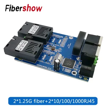Gigabit Ethernet vlaken stikalo 2 RJ45 UTP 2 SC optični Gigabit Vlakna, Optični Mediji Pretvornik 2SC 2RJ45 Ethernet 10/100/1000M PCB