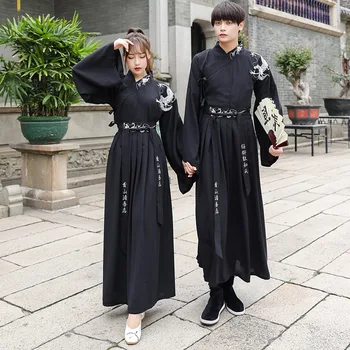 Tradicionalne Starodavne Kitajske Hanfu Moških Tang Dinastije Hanfu Haljo Ples Kostum Pari Black Hanfu Halloween Cosplay Plus Velikost 5XL