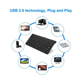 Igralno Tipkovnico, Gamer Tipkovnice Z Ozadja USB 2.0 Gume 78Keys Mini Žično Tipkovnico Za Računalnik za Delo Urada Teclado Igralec