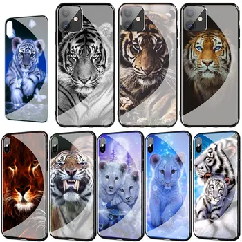 živali tiger Mladiča, Kaljeno Steklo Kritje za iPhone 11 Pro XR X XS Max 7 8 6 6s Plus 5S SE 2020 Primeru Telefon