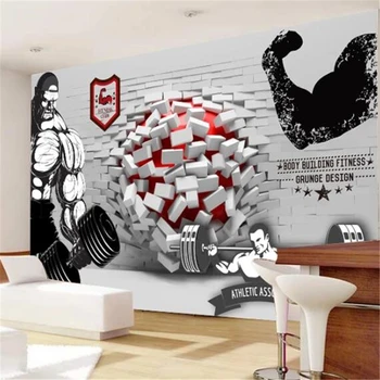 Wellyu Meri velike freske moda doma za izboljšanje 3D zdrobljen steno v telovadnici telovadnice orodje steno de papel parede