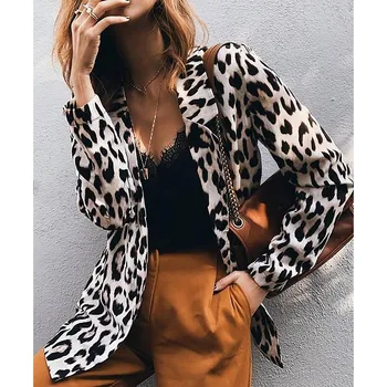 BEFORW 2019 Moda za Ženske, Dolg Rokav Slim Fit Jopič Leopard Oblacilo Ženske Formalnih Poslovnih Plašč Pozimi Dolgo Jopič
