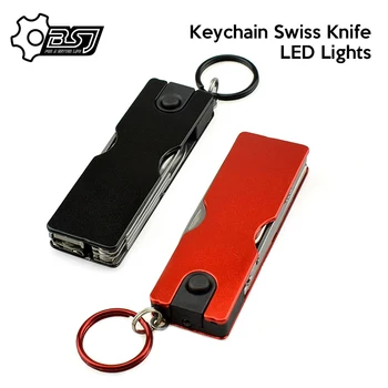 Večfunkcijsko Mini Modni Keychain Švicarski Nož LED Luči Žebelj transportno letalo Earpick Pincete, Škarje za Žep Ročno Orodje Nož