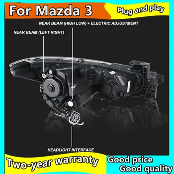 Avto Styling Glavo Svetilka ohišje za mazda Mazda3 3 Axela Žarometi 2016 LED Smerniki DRL Objektiv Dvojnim Snopom, H7, Bi-Xenon HID