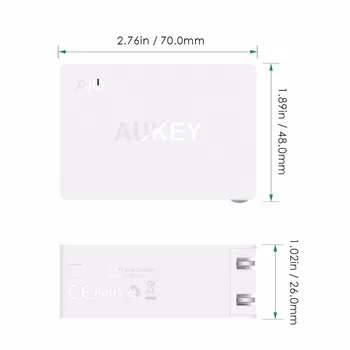 Original Aukey PA-Y2 Eu Plug Hitro Polnjenje Amp Tip-C s Hitro Polnjenje 3.0 Dvojno USB Polnilnik za Mobilne naprave, Tablet