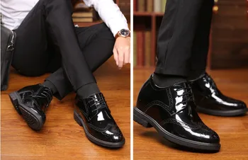 Višino narašča 10 cm Moških Obleko čevlje Črne Split Usnje Poročni čevlji Poslovnih Moških Dvigalo Skrite Klini Petah, Moški Čevlji