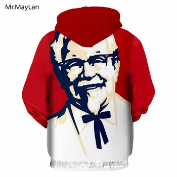 Trendy Design KFC Dedek Tiskane 3D pulover s kapuco za Moške Hip Hop Ulične Dolgimi Rokavi Pulover Majica za Šport