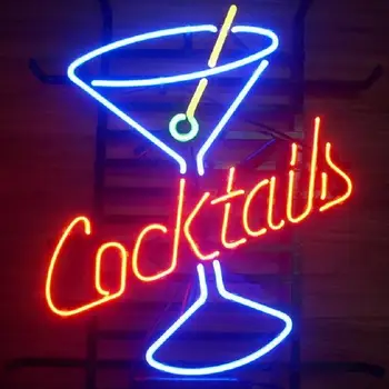 Po Meri Koktajli Steklo Neonskih Luči Prijavite Pivo Bar