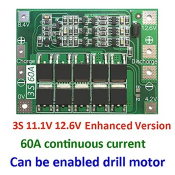 3S 60A Bms Odbor 11.1 Proti 12,6 V 18650 Li-Ionska Litij Baterija Protection Board Izboljšana Različica