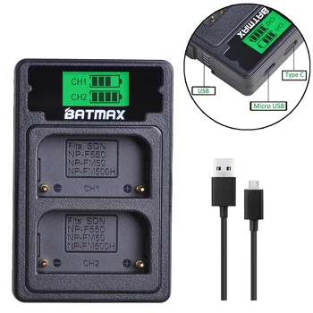 Batmax NP-FM500H np fm500h Baterija+LCD USB Dvojni Polnilnik z ukazom C Vrata za Sony A200 A200K A200W A300 A350 A450 a580