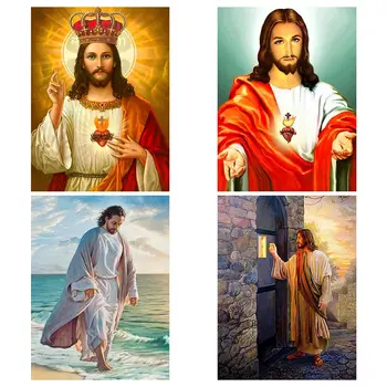 Jezus Kristus Diamond Slikarstvo Vere Portret Krog Polni Sveder Nouveaute DIY Mozaik Vezenje 5D Navzkrižno Šiv Doma Dekor Darilo