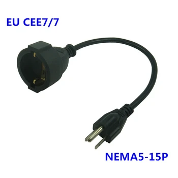 NEMA5-15P 3Pin Vtič EU CEE7 PDU UPS Vtičnice SCHUKO Kratek Kabel Digitalni Prenosni Pretvorbo Napajalni Kabel 20 cm CEE7/7