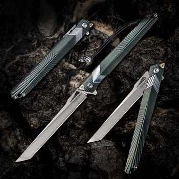 TURENZ-EOS Folding Nož M390/14C28N Jekla G10 Titanove Zlitine Ročaj Lahki Tanto Žepni Nož z Tulec za samoobrambe