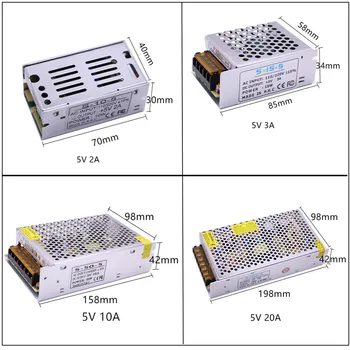 5V 2A/3A/4A/5/8A/10A/12A/20A/30A/40A/60A Stikalo za LED napajalnik Transformatorji WS2812B WS2801 SK6812 SK9822 APA102 LED Trakovi