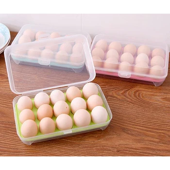 1piece Koristno Kuhinja Hladilnik Jajce Posodo Prozorno Plastično Jajce Imetnik 15 jajc Organizr Prenosni Jajca Polje