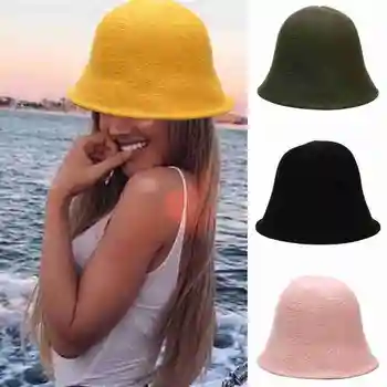 2020 quente inverno chapéu de balde feminino par adolescentes e feltro pele moda lã inverno par menina de sautumn chapéu G8Z6