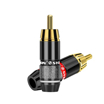 8Pcs Vtičnice RCA Priključek 6 mm 24K pozlačeni Strokovno Zvočnikov Audio Adapter Žico Priključek RCA Moški Vtič black&red super hitro