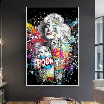 Barvita Grafiti Umetnost Marilyn Monroe Seksi Portret Poster Tiskanje Pop Art Platno Slikarstvo Stenske Slike Street Art za Dom Dekor