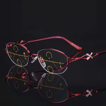 Ženske Retro Slogu Kovinski Postopno Obravnavi Očala Nov Modni Multifokalna CR39 Ovalne Presbyopia Očala za Ženske