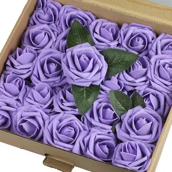 50 KOS Umetne PE Pene Rose Cvet z matičnimi za Valentinovo Poroka, Poročne Šopke