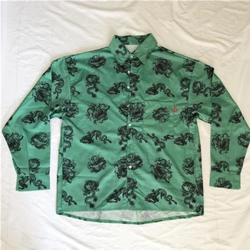 2pieces Obleke, kompleti bluzo & Hlače letnik zmaj vzorec Vzročno dolgo sleeved zaščito pred soncem Bluzo majica & visoko pasu, hlače, obleke