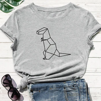 Dinozaver Oblačila 2021 Pomlad Vroče Prodaja Lepa Dinozaver majica Ženska Udobno Priljubljena Minimalism Slog Oversize T-shirt