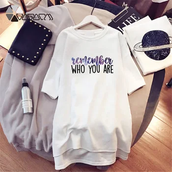 Romantični Zvezdnato Nebo Pismo Tiskanja Oversize T-Shirt Harajuku Žensk Mini Obleke Kratek Rokav Priložnostne Svoboden Femme Poletne Ulične