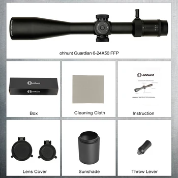Ohhunt Guardian 6-24X50 FFP Prvi Žariščnoravninski Detektorski Lov Riflescope Strani Paralaksa Steklo, Jedkano Reticle Zaklepanje Reset Taktično Področje uporabe