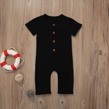 Poletje Newborn Baby Toddler Fant Dekle Kratek Rokav Dno Romper Jumpsuit Obleke Obleke 0-24M