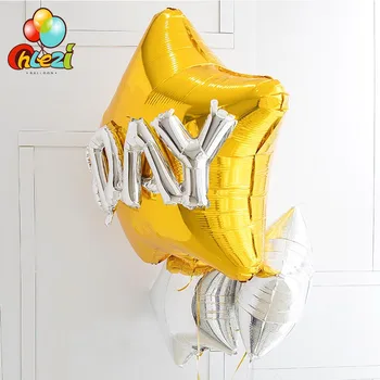 5 kos Baby Tuš Happy birthday dekor Folijo balon 32inch velikosti Zlata zvezda balon na Helij 18 inch Srebro Globos Čiste barve