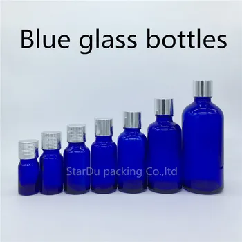 5ml 10 ml 15ml 20ml 30 ML 50 ml 100 ml modra Steklenička, Eterično Olje, modra Steklenica s srebrno vijak pokrovček stekleničke Parfuma 500pcs
