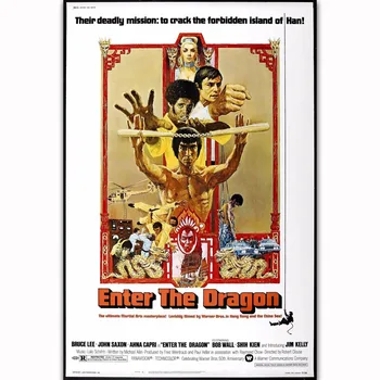 FX1968 Vroče Bruce Lee Kungfu Filmu Enter the Dragon Klasične filmske Filmski Plakat Umetnosti Svile Svetlo Platno Sobi Doma Steno Tiskanje Dekor