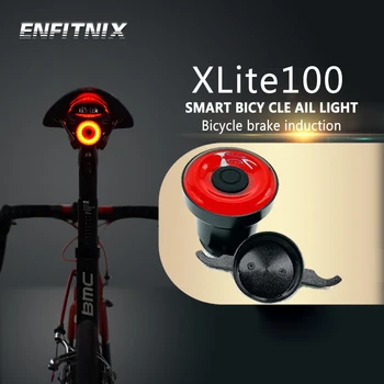 ENFITNIX Izposoja zadnje luči Inteligentni senzor Zavorne luči usb xlite100 Cestno kolo MTB Zadaj zadnje luči Številka nosilec tablice