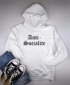 Anti-Socialite hoodie goth grunge punk puloverju hoodie toplo majica smešno sarkastičen Unisex modna moletom ne tumblr hoody