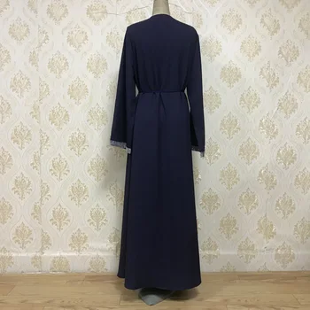 Plus Velikost Muslimanskih Odprite Abaya Obleka Ženske Dubaj Arabski Svoboden Odprt Dolgo Haljo Čipke-up Nosorogovo Hidžab Obleke Outwear Islamska Oblačila