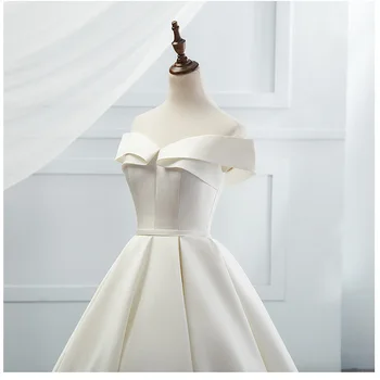 Poročna Obleka 2020 Gryffon Luksuzni Saten Elegantno Čoln Vratu Poročni Obleki Z Vlakom Žogo Obleke Princess Vestido De Noiva Po Meri
